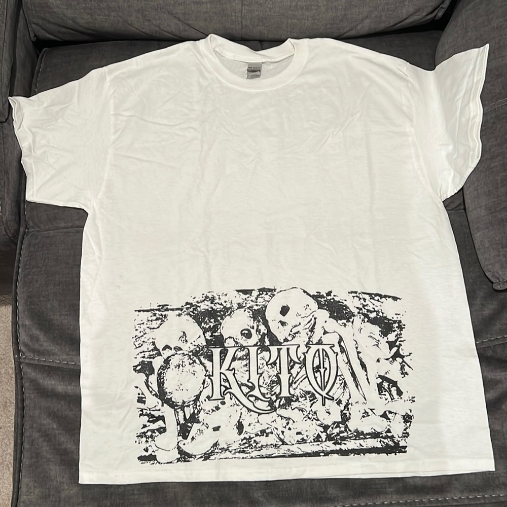 Men’s white with black lettering Kito XL T-shirt. Never worn.
